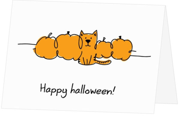 Halloween-Karte Katzenkürbis