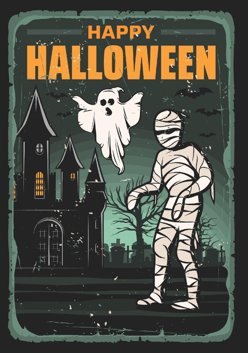 Halloween Karten mumie Vorderseite
